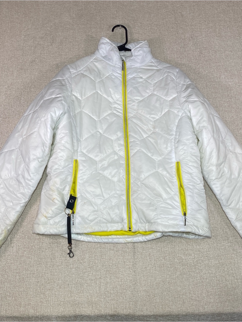 SCOTTeVEST White Quilted TEC Multi Pocket Travel Puffer Womens Jacket L *FLAWED*